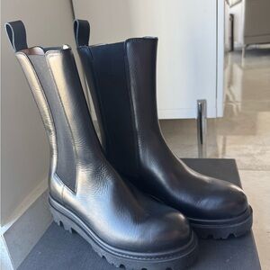 Banana Republic Black Chunky Leather Boots. New New